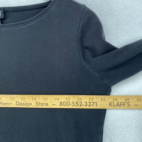 EILEEN FISHER Top S Cotton Interlock Jersey Boat Neck 3/4 Sleeve Black - Picture 10 of 12